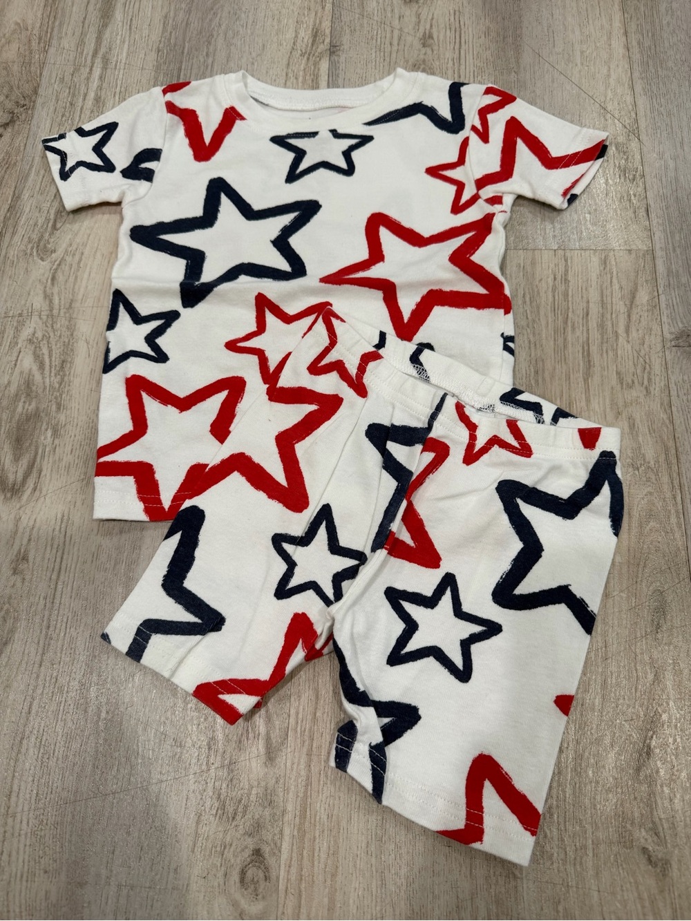 Carter's White Pajama Set with Red & Navy Star Print